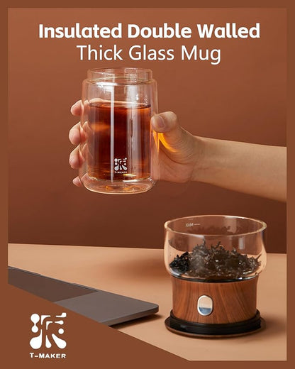 ZENS Modern Glass Infuser Teapot, One Touch Tea Maker for Loose Leaf Tea with Insulated Mug and Portable Case. Enchanted Pot Alternatives for Tea Lover Gifts