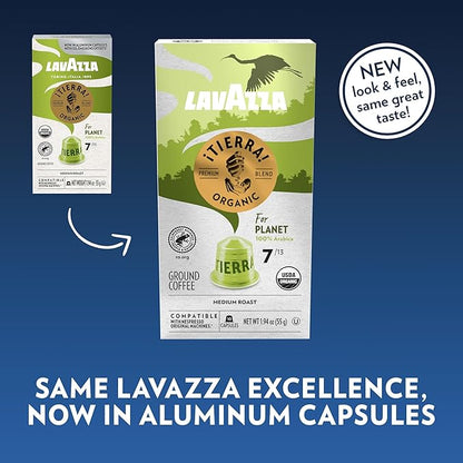 Lavazza ¡Tierra! for Planet Aluminum Capsules Compatible with Nespresso* Original Machines, Medium Espresso Roast, 100% Arabica (60 Capsules)