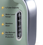 Load image into Gallery viewer, Rae Dunn Electric Hot Water Kettle - Stainless Steel Coffee Maker, Tea Kettle, Swivel Base, With Automatic Shut Off Boil-Dry Protection, Easy Pour Pitcher, 1500 Watt Boiling Power, 1.7 Liters (Sage)