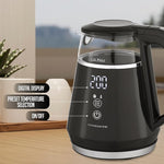Load image into Gallery viewer, OVENTE Electric Kettle with 5 Temperature Control Presets, LED Digital Display, 5Hr Keep Warm Function, Auto Shut-Off and Boil Dry Protection, 1500W BPA Free Glass Water Heater and Boiler, Black KD95B