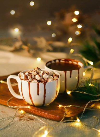 Teocera 16oz Large Coffee Mugs Set of 4 - Thick White Porcelain Cups for Cappuccino, Latte, Tea & Hot Chocolate - Dishwasher Safe Ceramic with Comfort Grip Handles