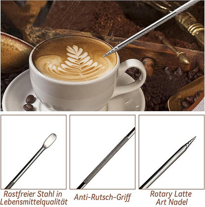 22Pcs Espresso Accessories Kit, 51mm Tamper Tool Espresso, Coffee Tamper with Espresso WDT Tool, Tamper Mat, Coffee Stirrer, Frothing Pitcher, Latte Art Pen and 16 Coffee Stencils, Latte Art Kit