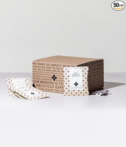 Art of Tea | Dark Chocolate Peppermint Dessert Tea | Organic Black Tea | 50 Eco Friendly Pyramid Tea Bag Sachets