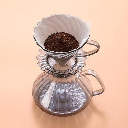 Bincoo Pour Over Coffee Maker Set,650ML Borosilicate Glass Carafe with Coffee Driper&50pcs Paper Filter,Glass Coffee Maker for Home Café Restaurant(Gray)