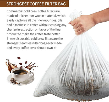 50Pcs Commercial Cold Brew Coffee Filters for 5 Gallon Buckets, 20" X 20" Disposable Coffee Filters with Drawstring for Brew Up To 5 LBS Coffee