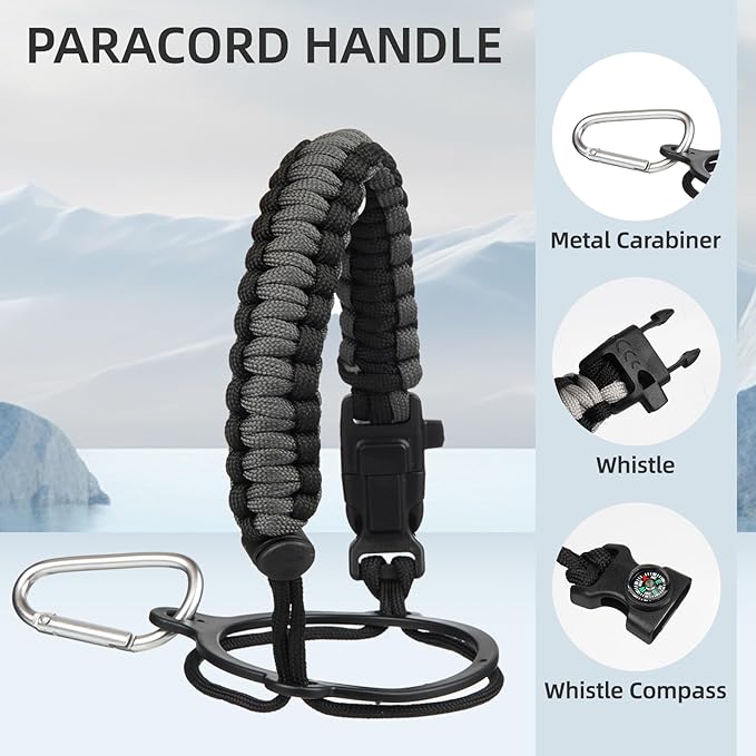 Insulated Water Bottle with Straw,87 oz 3 Lids Water Jug with Carrying Bag,Paracord Handle,Double Wall Vacuum Stainless Steel Metal Flask,Purple