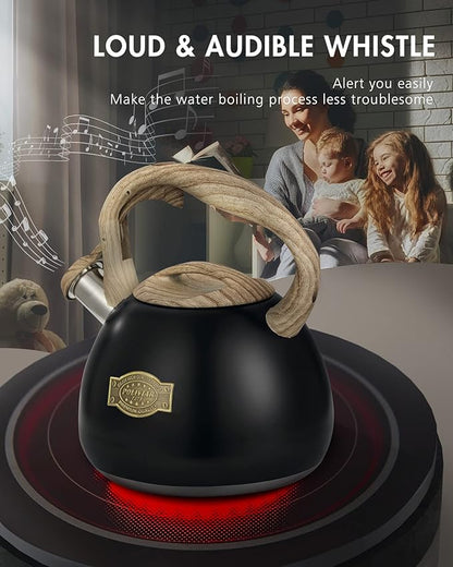 POLIVIAR Tea Kettle, 2.7 Quart Stovetop Tea Kettle, Audible Whistling Teapot, Food Grade Stainless Steel for Anti-Rust, Anti Hot Handle, Suitable for All Heat Sources (JX2022-MH30)