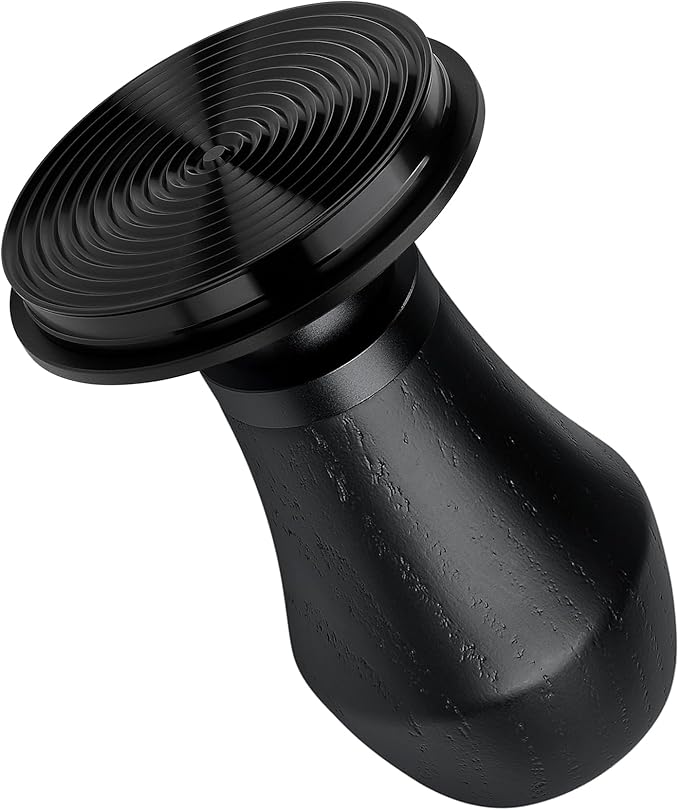 Normcore 58.5mm Espresso Coffee Tamper V4 - Spring Loaded Tamper With Titanium PVD Coating Ripple Base -15lb / 25lb / 30lbs Replacement Springs, Genuine Black Oak Wood Handle
