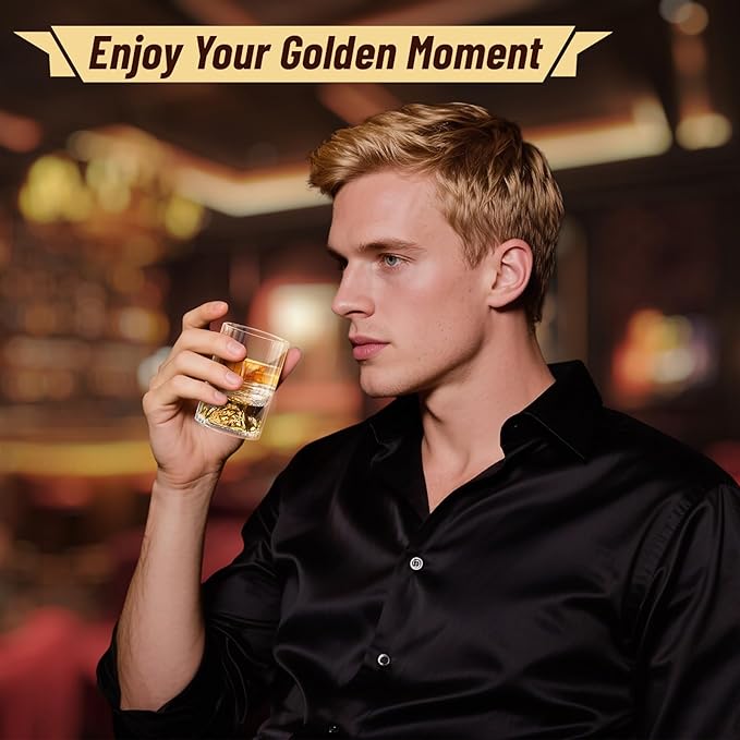 DUJUST 【2025 New Design】 Gold Mountain Shot Glasses (1.5oz), Crystal Shot Glass Set Decorated with 24K Gold Mountain, BPA-Free & Lead-Free, Perfect for Décor & Collection, Gift Choices - 6 pcs