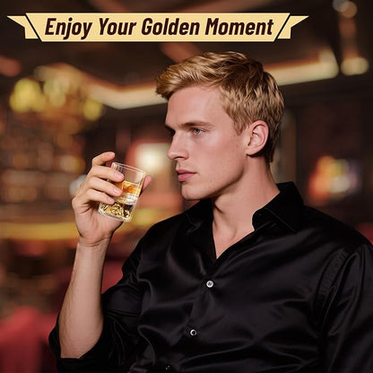 DUJUST 【2025 New Design】 Gold Mountain Shot Glasses (1.5oz), Crystal Shot Glass Set Decorated with 24K Gold Mountain, BPA-Free & Lead-Free, Perfect for Décor & Collection, Gift Choices - 6 pcs