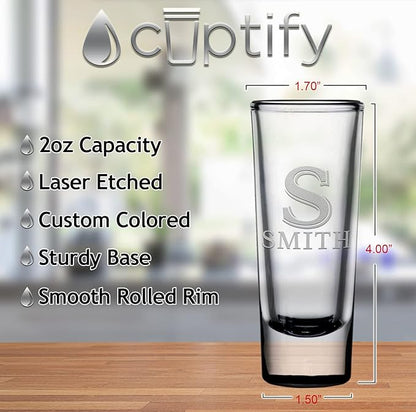 Personalized Shot Glasses Set of 12 Black Bottom Custom 2 oz Cordial Shot Glass Initial and Name for Gifts, Weddings, Birthdays, Party, Event, Decorations