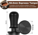 Load image into Gallery viewer, PUSEE 58.5mm Espresso Coffee Tamper with Double Spring Calibrated, Handle Tamper 30lbs Pressure with Titanium Coating Stainless Steel Ripple for Espresso Machine Accessories 58.5mm Tamper, Black