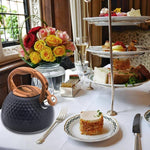 Load image into Gallery viewer, Tea Kettle Stovetop, 3.2 Qt Stainless Steel Whistling Kettle for Stove Top, Food Grade Teapot with Wood Pattern Handle for Coffee, Milk etc, Gas Electric Applicable (Black)