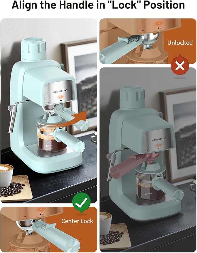 3.5Bar Espresso Machine with Milk Frother, 800W Compact Espresso and Cappuccino Machine with Preheating Function, 4 Cup Espresso Maker for Cappuccino or Latte, Gift for Coffee Lover