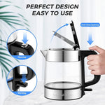 Load image into Gallery viewer, LUUKMONDE Electric Kettle, 1L 1500W, Small Glass Tea Kettle, Hot Water Boiler with LED Indicator, Cordless Water Heater Kettle, BPA-Free, Fast Boiling, Auto Shut-Off, Boil-Dry Protection