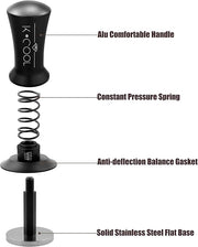 K COOL 51mm Coffee Espresso Tamper, Premium Barista Tools, Calibrated Spring Tamper, 100% Stainless Steel Flat Base Tamper with Scale Mark for Espresso Machine (Black)