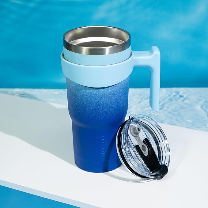 BJPKPK Tumbler With Handle 20oz Stainless Steel Insulated Tumbler Mugs With Lid And Straw For Women And Men,Sky