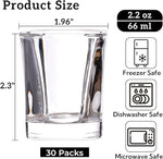 Load image into Gallery viewer, 30 Pack Heavy Base Shot Glasses Set, 2.2 oz Clear Whiskey Glasses, Square Shot Glass Bulk, Small Thick Glass Cups for Vodka Tequila Espresso Liquor, Ideal Supplies for Bar Party