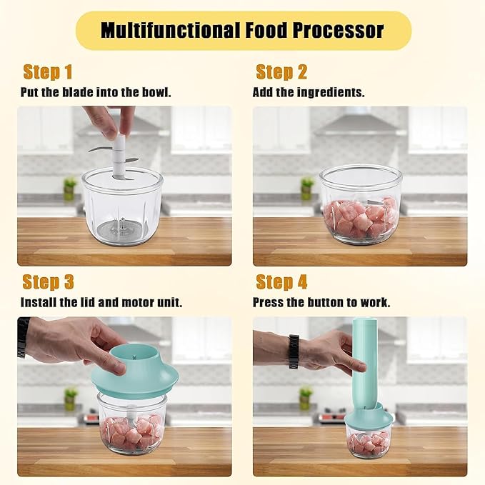 Hand Mixer with Whisk and Forther Wand,Electric Whisk, Milk Frother, Hand Held Mixers,Cordless Hand Mixer, Whisks for Cooking, Mini Mixer,Stirrers Electric,Food Chopper, Baby Food Maker,4-Speed, 10Oz