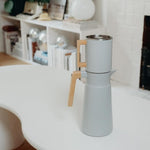 Load image into Gallery viewer, HASTINGS 68 Oz Pour Over Coffee Maker Set with Double Layer Reusable Stainless Steel Filter 8-Cup and Wood Handle - Dual Wall Heat Resistant Drip Coffee Brewer, Pour Over Coffee Dripper Carafe, Gray