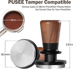 Load image into Gallery viewer, PUSEE 58mm Espresso Tamper, Calibrated Tamper with 30lbs Double Spring Loaded Tamper Walnut Wood Coffee Tamper for Barista Home,Stainless Steel Base Tamper Espresso Tool Fits 58 Portafilters