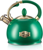 Load image into Gallery viewer, SUSTEAS Stove Top Whistling Tea Kettle - Food Grade Stainless Steel Teakettle Teapot with Cool Touch Ergonomic Handle, With 1 Silicone Pinch Mitt Included, 2.64 Quart (Green)