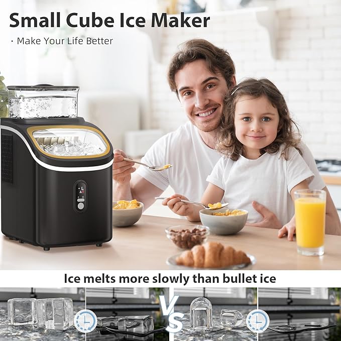 Countertop Ice Cube Maker Machine with External Water Tank,16Pcs/5Mins,34Lbs/Day,2 Ways to Add Water,Portable Compact Small Ice Maker with Auto-Cleaning,Perfect for Home/Kitchen/Camping/RV
