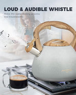 Load image into Gallery viewer, POLIVIAR Tea Kettle, 2.7 Quart Stovetop Tea Kettle, Audible Whistling Teapot with Crackle Finish, Food Grade Stainless Steel for Anti-Rust, Anti Hot Handle, Suitable for All Heat Sources (JX2023-LYW)