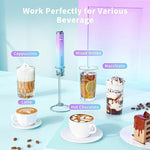 Load image into Gallery viewer, Maestri House Rechargeable Milk Frother with Stand, LunaFro Handheld Electric Foam Maker Waterproof Detachable Stainless Steel Whisk Drink Mixer Foamer for Lattes, Cappuccino