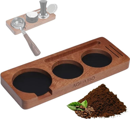 51-58 mm Compact Espresso Tamping Mat - Wooden Coffee Tamping Station - Espresso Accessories for Baristas