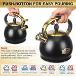 Load image into Gallery viewer, 3Quart Whistling Tea Kettle Classic Teapot Stainless Steel Teakettle with Cool Grip for Stovetop