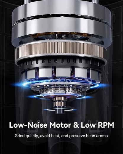 MOKKOM Professional 64mm Flat Burr Coffee Grinder with 100 Grind Settings, All-Metal Stainless Steel Body, Coffee Bean Grinder with Adjustable Electronic Timer, Anti-Static, LED Display