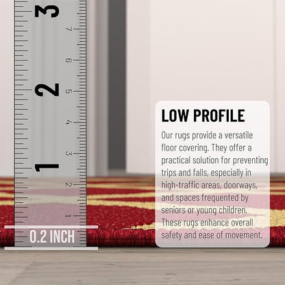 Ottomanson 5' x 6'6" Rugs for Living Room Trellis Area Rug for Bedroom - Non Slip Durable Large Floor Carpet for High Traffic Areas - Indoor Rug for Dining Room Kitchen Kids Playroom, Red