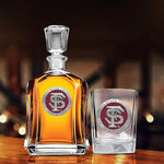 Load image into Gallery viewer, Heritage Pewter Florida State University Square Shot Glass | Hand-Sculpted 1.5 Ounce Shot Glass | Intricately Crafted Metal Pewter Alma Mater Inlay