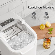 Kismile Ice Makers Countertop with Handle,8 Cubes in 6 Mins,Portable Ice Maker Machine with Self-Cleaning for Home/Office(White)