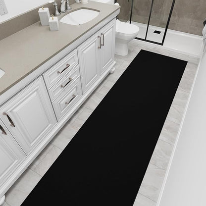 Ottomanson Hallway Runner Rug 1'10" x 12' Non Slip Solid Area Rugs Easy to Clean Laundry Rug Runner Durable & Pet Friendly Floor Carpet Runners for Hallways Entryway Living Room Kitchen, Black