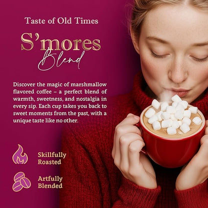 S'mores Flavored Whole Bean Coffee – 100% Arabica, Single Origin, Medium Roast, Naturally Sweetened, Rich and Creamy Flavor – Perfect for Cold Brew – by Coffea Flavor