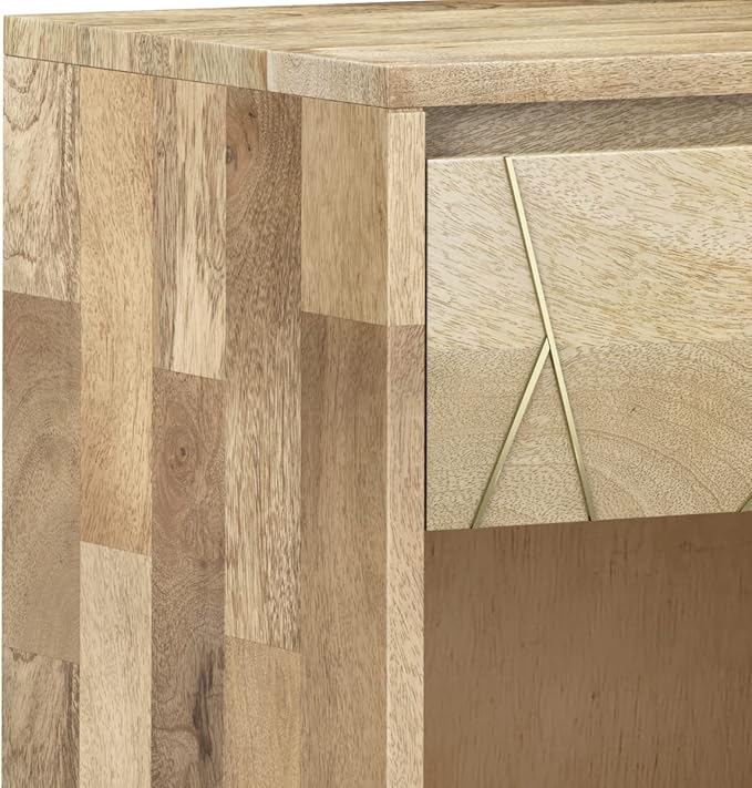 SIMPLIHOME Jager SOLID MANGO WOOD 22 inch Wide Mid Century - Contemporary Bedside Nightstand Table in Natural for the Living Room and Bedroom