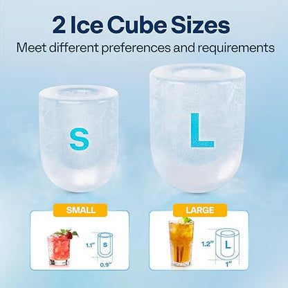 VIVOHOME Electric Portable Compact Countertop Automatic Ice Cube Maker Machine with Hand Scoop and Self Cleaning Function 26lbs/Day Black