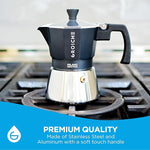Load image into Gallery viewer, GROSCHE Milano Induction Stovetop Espresso Maker Moka Pot for Greca, Induction, Electric &amp; Gas Stoves, Dishwasher Safe Stovetop Espresso Maker | 3 Espresso Cup, Black