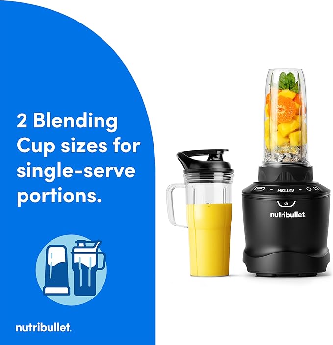 nutribullet® SmartSense Blender Combo, 1400W, 64oz Pitcher, 32oz & 24oz Cups, 5-Speed, Smoothies, Ice and Frozen Fruit, Nut Milk, Soup, Matte Black, NBF50700AK