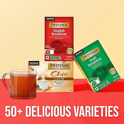 Twinings English Breakfast Black Tea 72 K-Cup Pods for Keurig, 12 Count (Pack of 6) Smooth, Flavourful, Robust, Caffeinated, Enjoy Hot or Iced