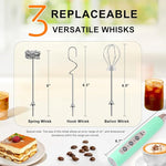 Load image into Gallery viewer, YUSWKO Baby Blue Handheld Milk Frother Wand for Coffee, Rechargeable Electric Whisk with 3 Heads 3 Speeds Drink Mixer Coffee Frother For Latte, Cappuccino, Hot Chocolate, Egg