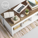 Load image into Gallery viewer, DORTALA Lift Top Coffee Table, Wood Cocktail Table w/Hidden Compartment &amp; Lower Storage Shelves, Wood Laptop Table, Lift Tabletop Home Furniture for Living Room, Guest Room, Office, White