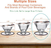 Pour Over Coffee Dripper, Paperless Pour Over Coffee filter, Stainless Steel Reusable Coffee Filters with Double Layer Mesh, Coffee Strainer Cup Stand & Cleaning Brush