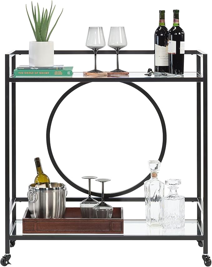 Sauder International Lux Bar Cart, Black Finish