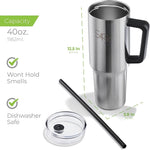 Load image into Gallery viewer, SIPX™ 40 oz Insulated Tumbler with Handle &amp; Straw – Vacuum Insulated Stainless Steel, Leakproof, Cupholder Friendly – Perfect for Iced Coffee, Water &amp; Travel – Stainless