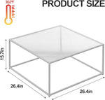 Load image into Gallery viewer, Glass Coffee Table Square Coffee Table for Small Space,Modern Minimalist Center Table for Living Room Home Office,Tempered Glass-top with Sturdy Metal Frame,Easy Assembly,27 x 27In, White