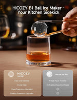 Load image into Gallery viewer, HiCOZY B1 Clear Ice Ball Maker Countertop,Sphere Ice Maker with IcyGem Technology,2 Ice Balls in 60Mins,40 pcs/Day, Self-Cleaning Ice Machine with Ice Tong for Cocktails, Whiskey &amp; Bourbon