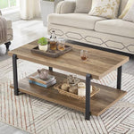 Load image into Gallery viewer, FOLUBAN Industrial Coffee Table with Shelf, Wood and Metal Rustic Cocktail Table for Living Room, Oak